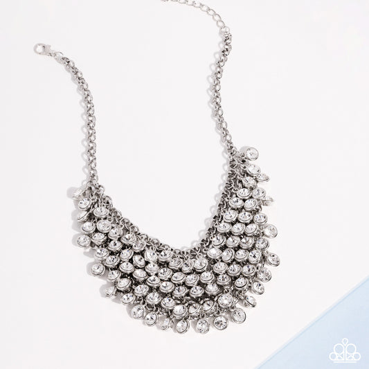 Paparazzi The Shannon White Gem Life Of The Party Empire Diamond Encore ZI Necklace