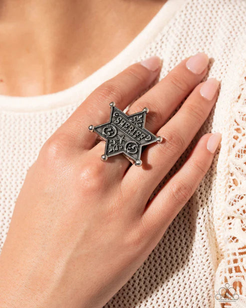 Sheriff's Star Silver Ring 2025 Summer Party Pack Paparazzi R1077
