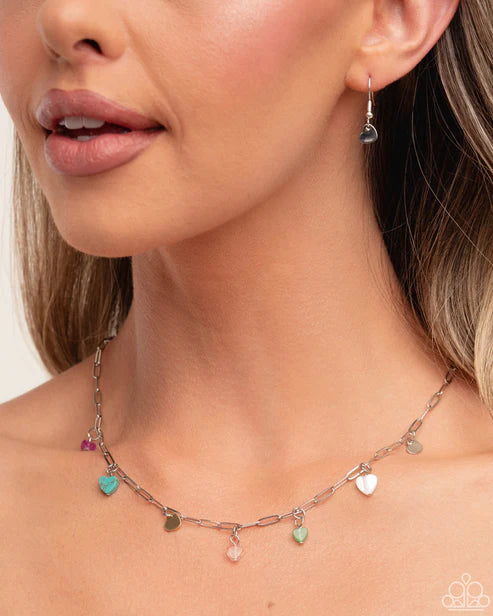 Determined Date Night Multicolored Dainty Heart Necklace 2025 Summer Party Pack Paparazzi N3355