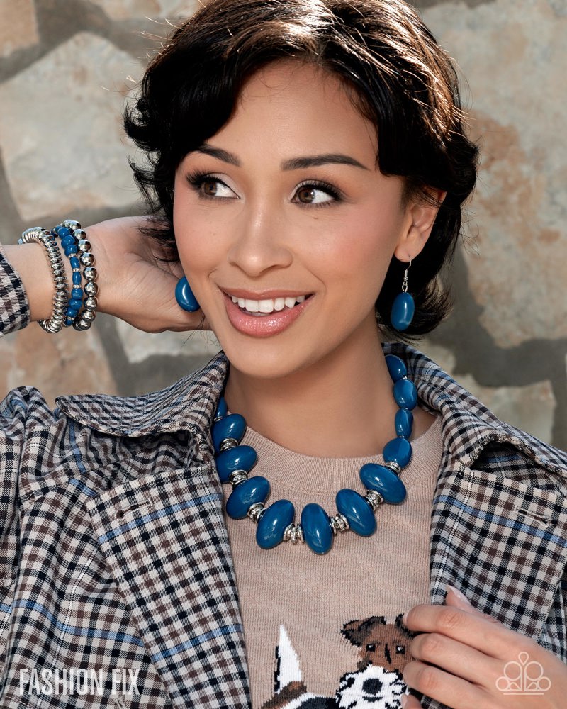 Paparazzi Tangible Tradition - Blue Bead Silver Necklace - Glimpses Of Malibu November 2025 - Fashion Fix N3753