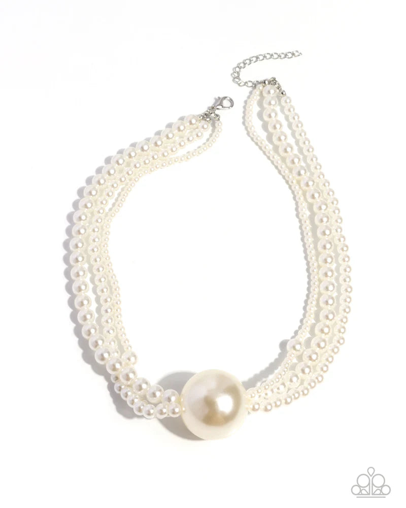 Paparazzi Polished Professional White Pearl Necklace December 2025 Life Of The Party N3844