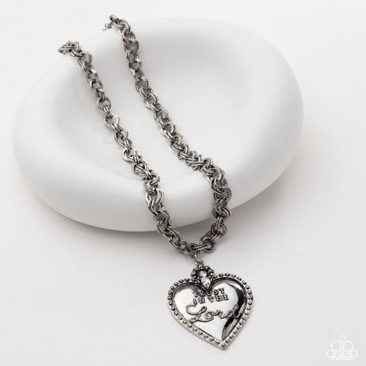 Paparazzi Permanent Proverb - White Rhinestone Silver Heart Trust in the Lord Heart Necklace Life of The Party January 2026