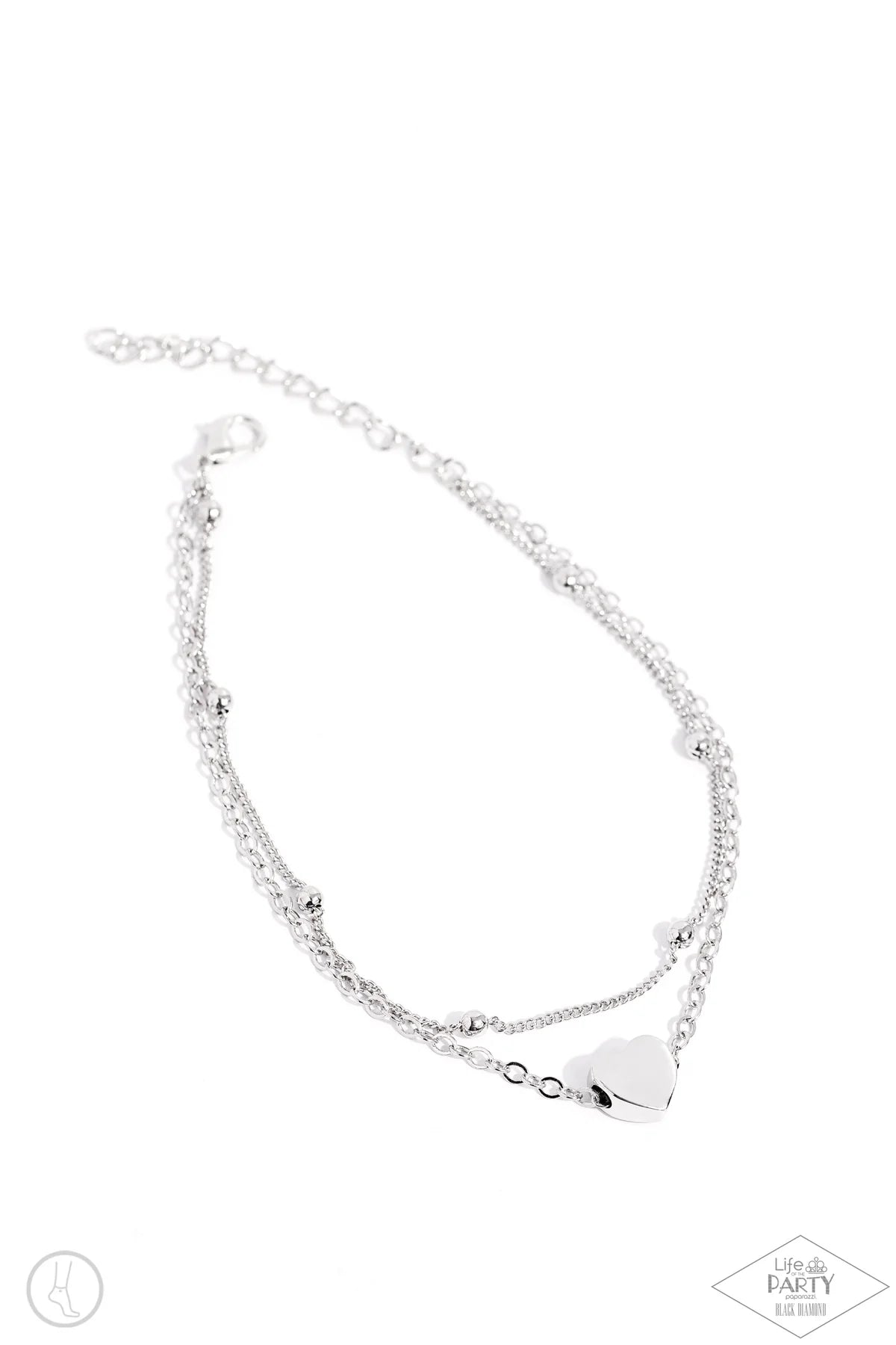 Paparazzi Ocean Heart - Silver Heart Anklet - Black Diamond Encore B2572