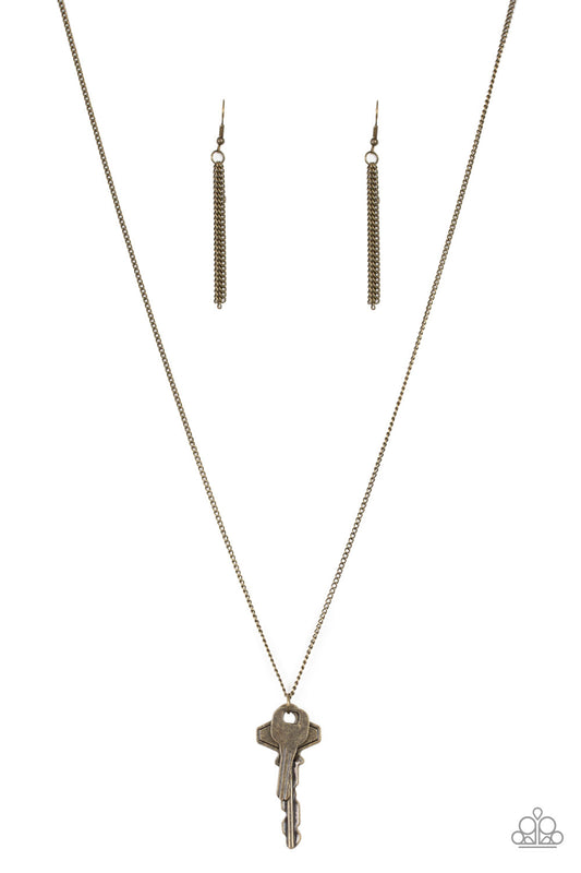 The Keynoter - Brass Key Necklace Paparazzi N2701