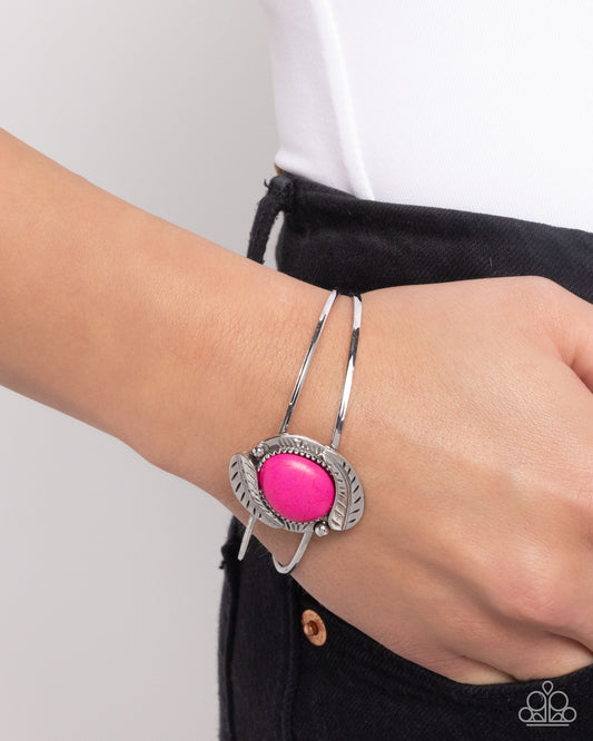 Preorder Living Off The BANDLANDS - Pink Stone Santa Fe Style Cuff Bracelet Paparazzi