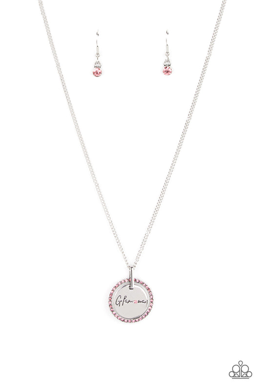 Glam-ma Glamorous - Pink Rhinestone "Glamma" Necklace Paparazzi N2729