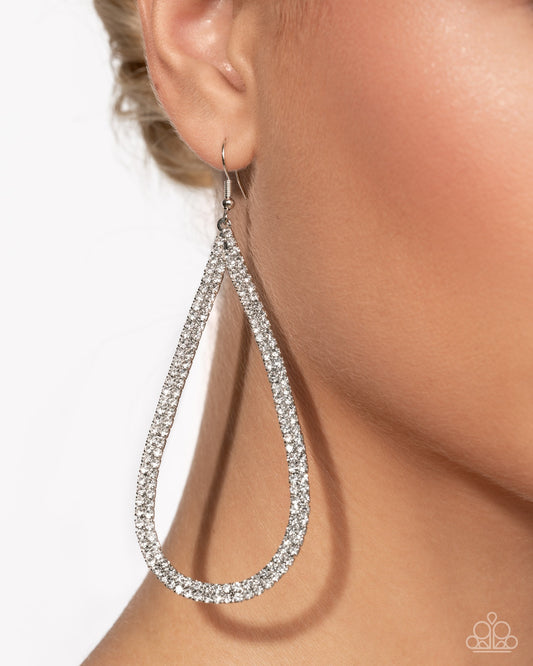 Paparazzi Traditional Twinkle White Rhinestone Teardrop Earring Life Of The Party December 2025