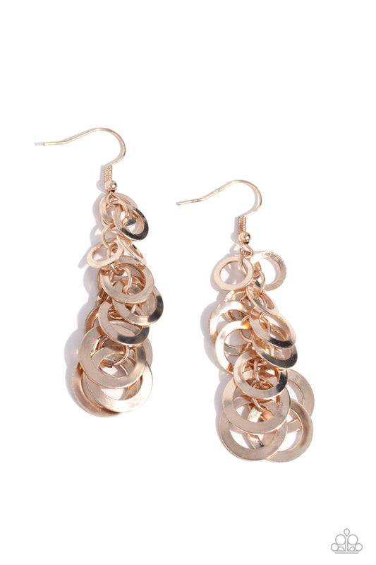 Closed Circuit Sass - Rose Gold Ring Chandelier Earring Paparazzi E2681