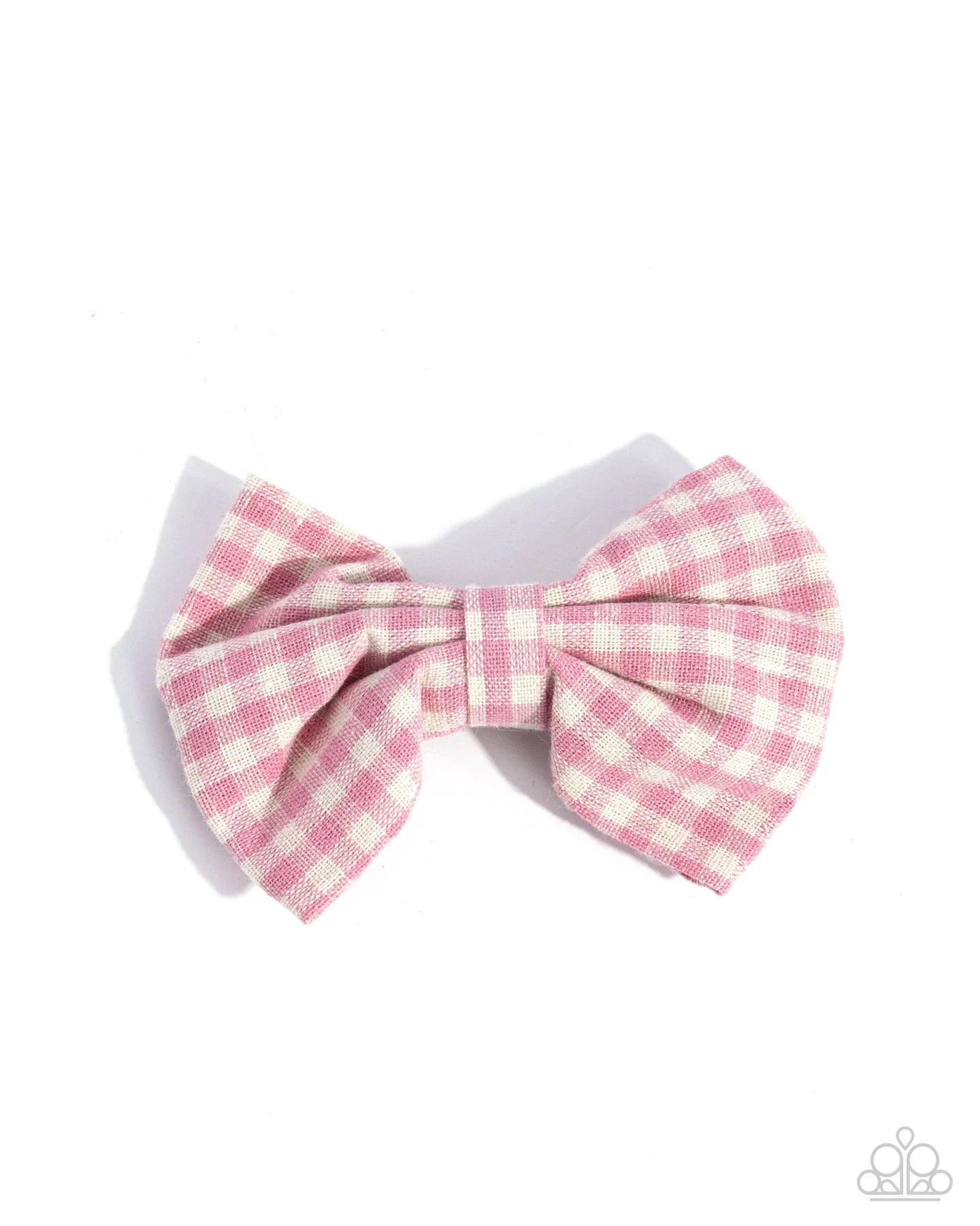 Gingham Grove Pink Checkered Bow Hair Clip Paparazzi H0150