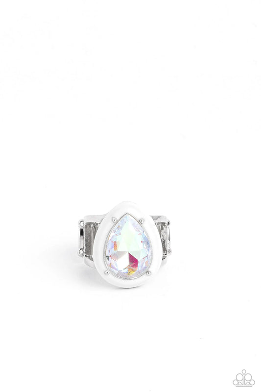 Paparazzi Attractive Appeal Multi Iridescent Teardrop Summer Party Pack Ring R0559