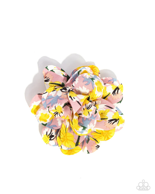 Flower Patch Paradise - Pink, Yellow Floral Tropical Flower Hair Clip Paparazzi H0159