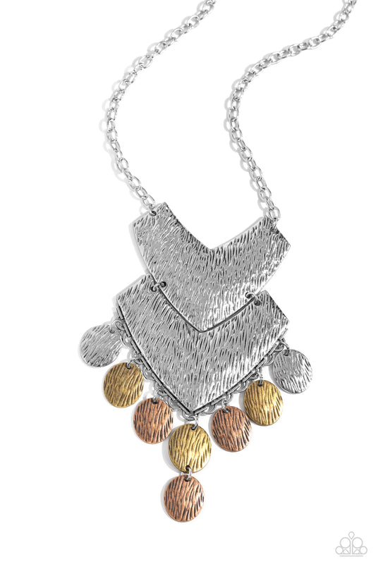 Keys to the ANIMAL Kingdom - Multi Silver & Brass Rustic Statement Necklace Paparazzi N3333