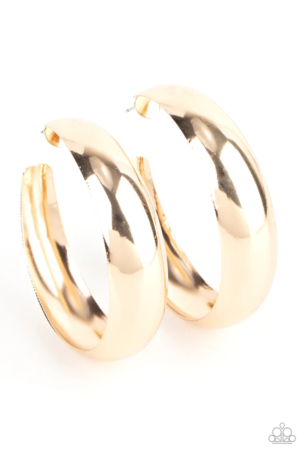 Paparazzi Flat Out Flawless - Gold Oversized 2 Inch Hoop Earrings E3277