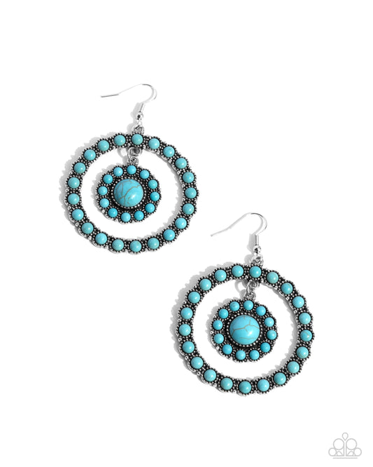 Saguaro Sanctuary - Blue Turquoise Stone Santa Fe Style Earring Paparazzi E2608