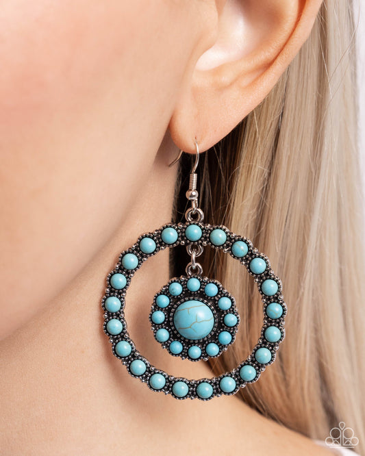 Saguaro Sanctuary - Blue Turquoise Stone Santa Fe Style Earring Paparazzi E2608