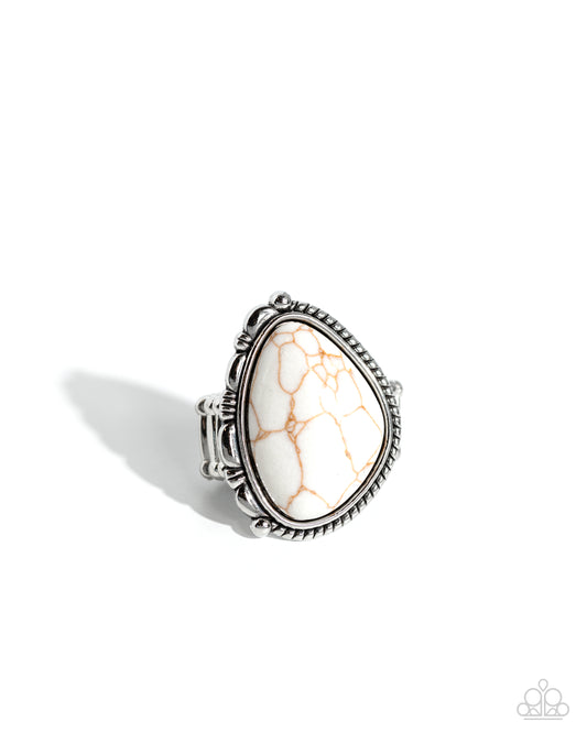 Tundra Rotunda - White Stone Silver Santa Fe Style Ring Paparazzi R1033