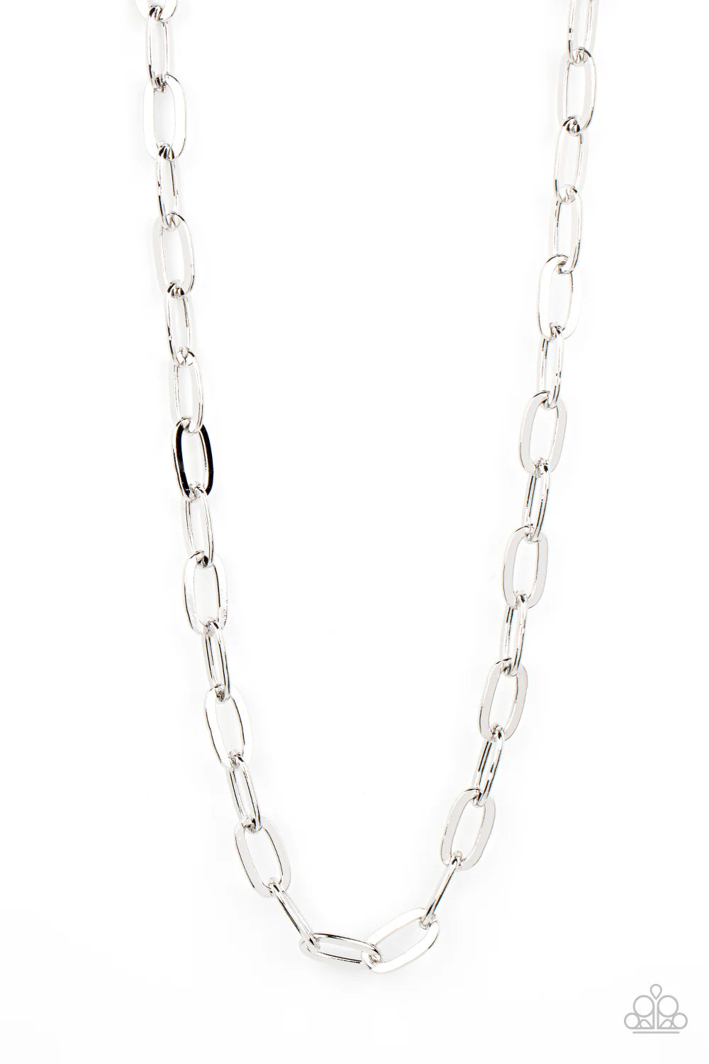 Paparazzi Urban Quarterback - Silver High Sheen Oversized Link Chain Urban Necklace N1543