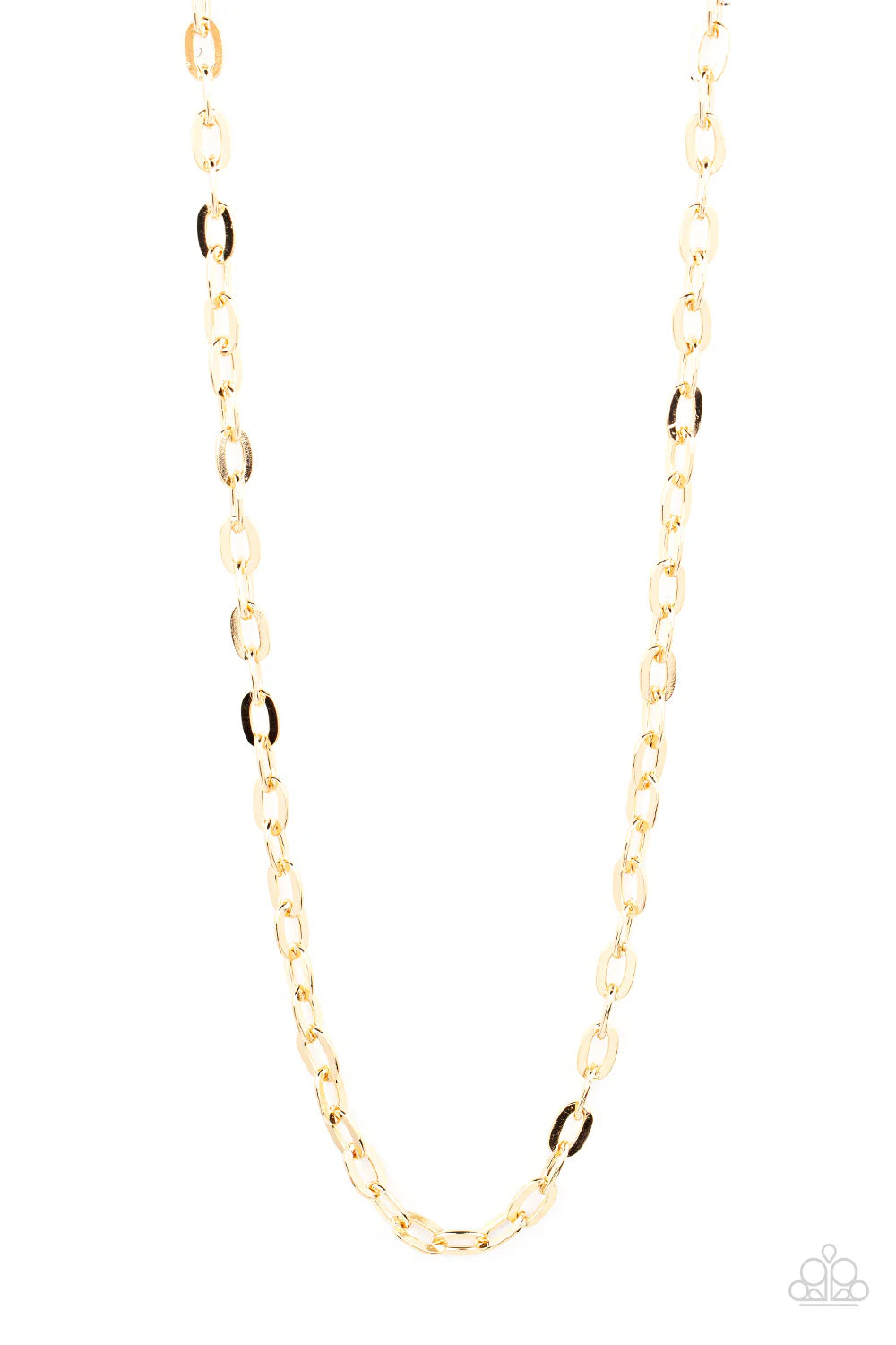 Paparazzi Interference - Gold Flat Oval Link Chain Urban Necklace N1794