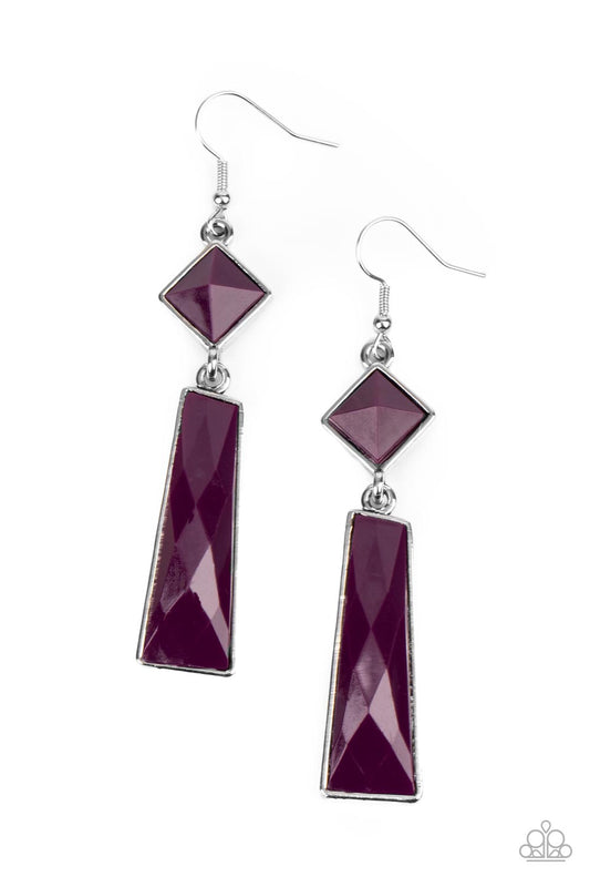 Hollywood Harmony - Purple Plum Trapezoidal Earring Paparazzi E2468