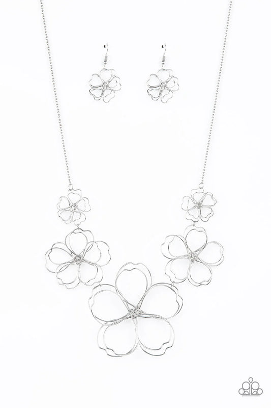 The Show Must GROW On Silver Wire Flower 3D Necklace Paparazzi N2219