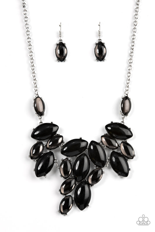 Date Night Nouveau - Black Glassy & Acrylic Bead Statement Necklace Paparazzi N3405