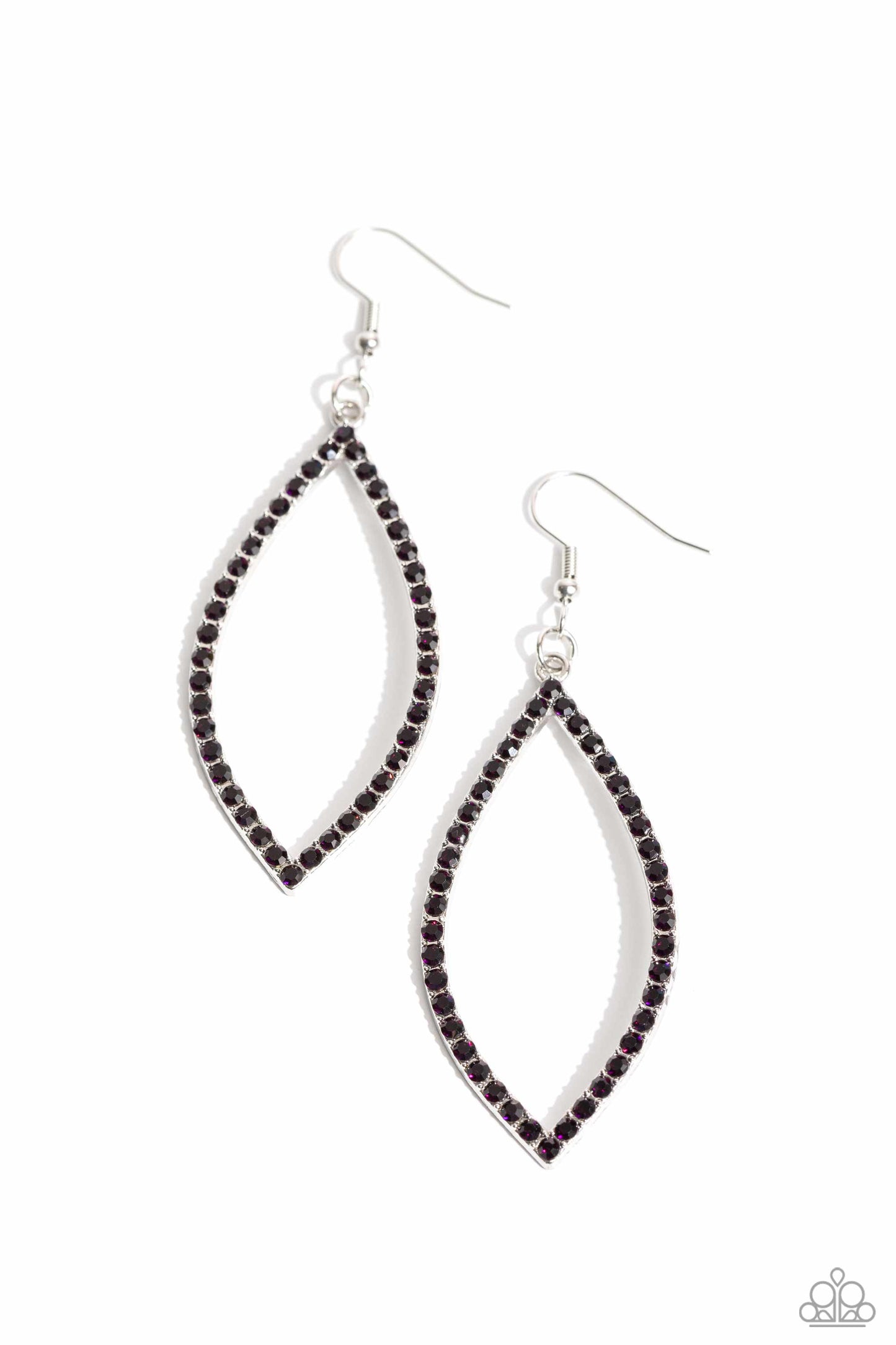Prosperous Prospects - Purple Rhinestone Marquise Silver Frame Earring Paparazzi E2336