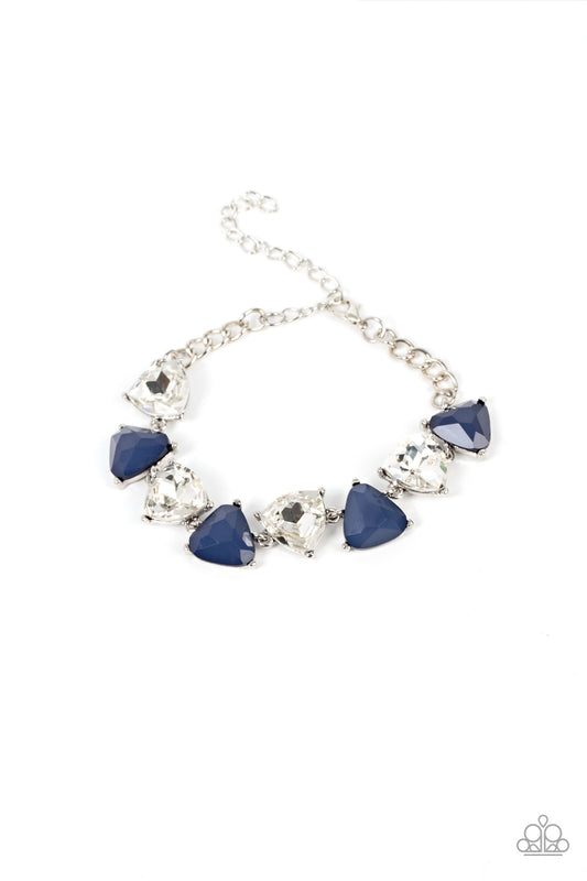 Pumped up Prisms - Blue & Glassy White Gem Clasp Closure Bracelet Paparazzi B2181
