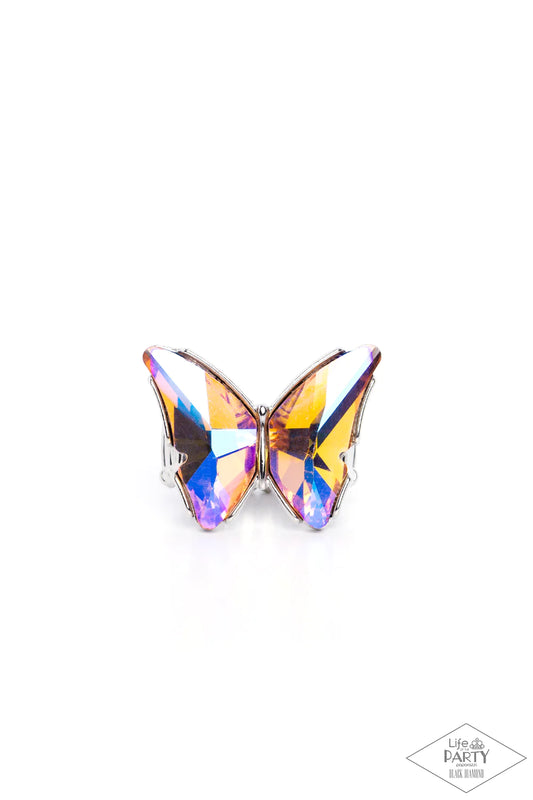 Paparazzi Fluorescent Flutter Orange UV Shimmer Butterfly Ring Life Of The Party Black Diamond Encore Paparazzi R0486