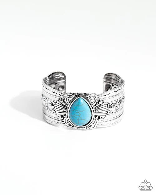 Canyon Cantina - Turquoise Silver Cuff Bracelet Santa Fe Style Paparazzi B2418