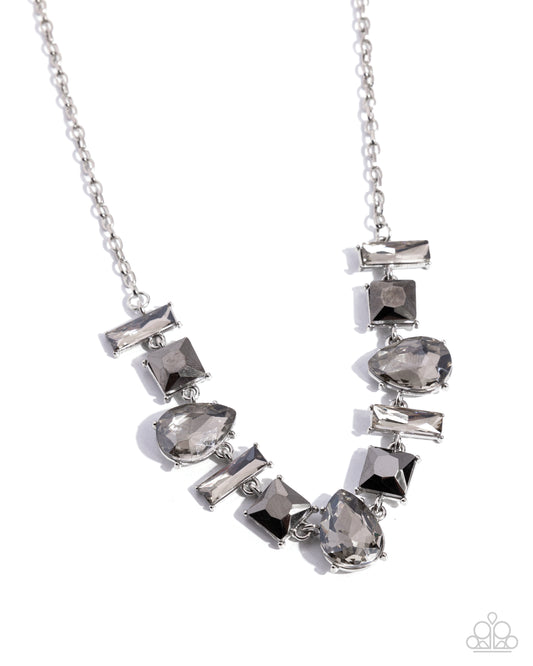 Interstellar Ice - Silver, Smoky & Hematite Gem Necklace Paparazzi N3065