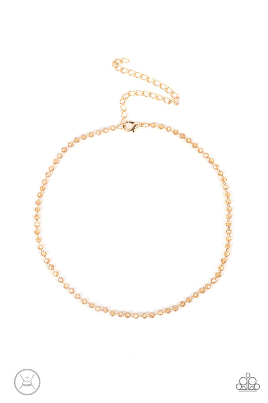 Mini VIP Gold Crystal Choker Necklace Paparazzi N1618