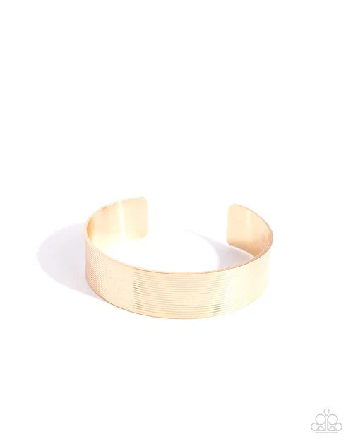 Linear Layers - Gold Urban Cuff Urban Men's Bracelet Paparazzi B2419