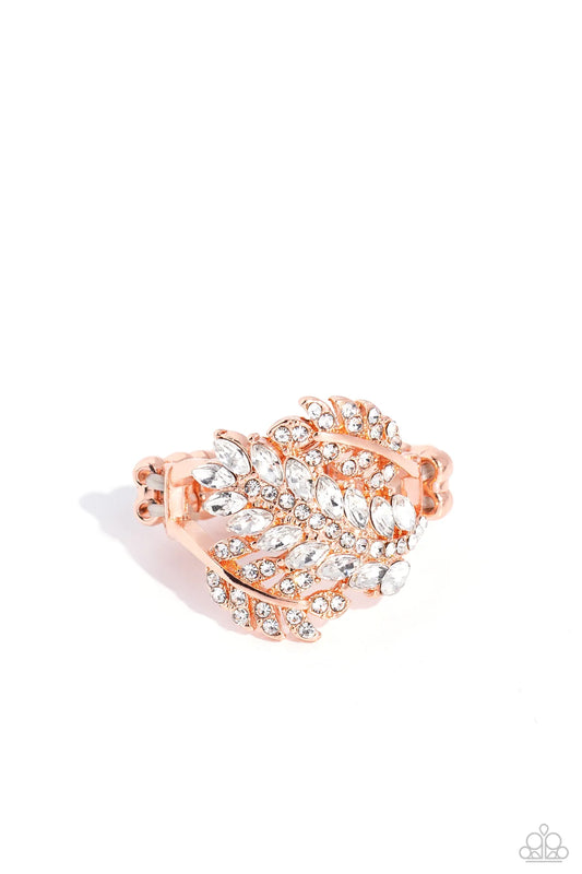 Paparazzi LEAF the Way - Copper Shiny White Rhinestone Ring R1278