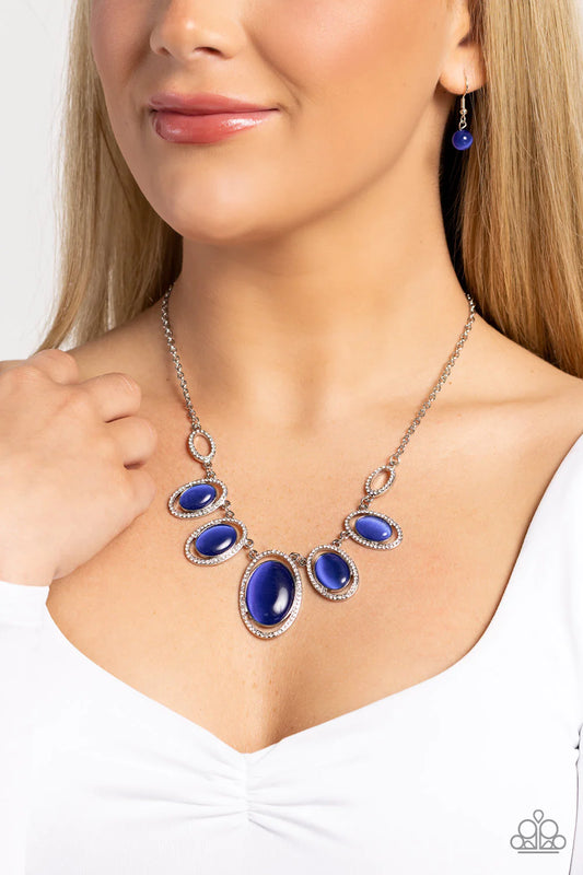 A Beam Come True Blue Cat's Eye Necklace Paparazzi N1688
