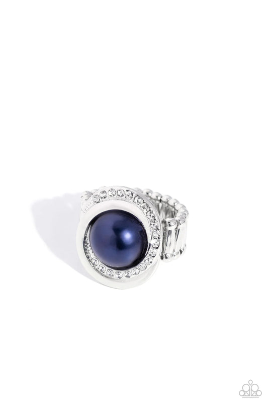 Paparazzi Folded Flair - Blue Pearl Silver Ring R1346