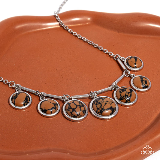 Rustic Recognition - Brown Marbled Stone Santa Fe Style Necklace Paparazzi