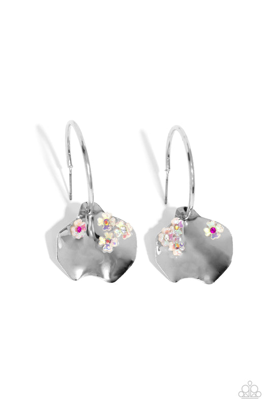 Majestic Mermaid - Pink Flower 1 1/4 Inch Hoop Mermaid Tail Earring Paparazzi E1900