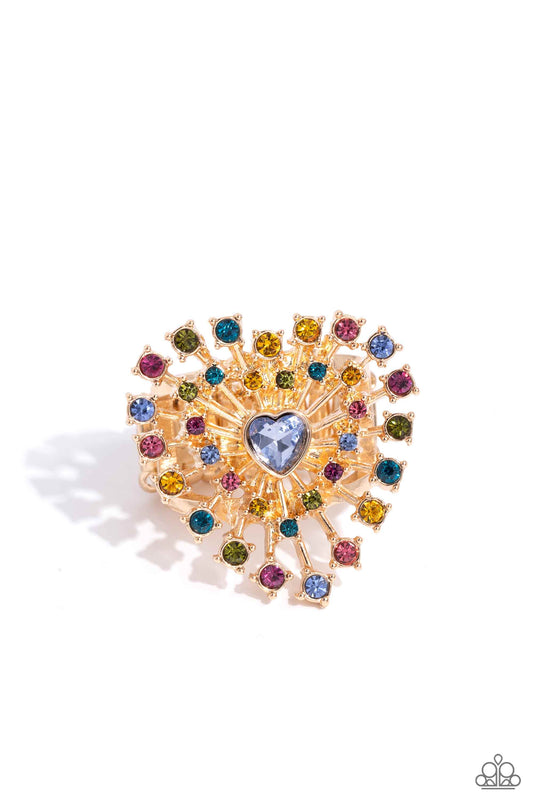 Bewitching Beau - Multicolored Rhinestone Heart Ring Life Of The Party January 2024 Paparazzi R0638