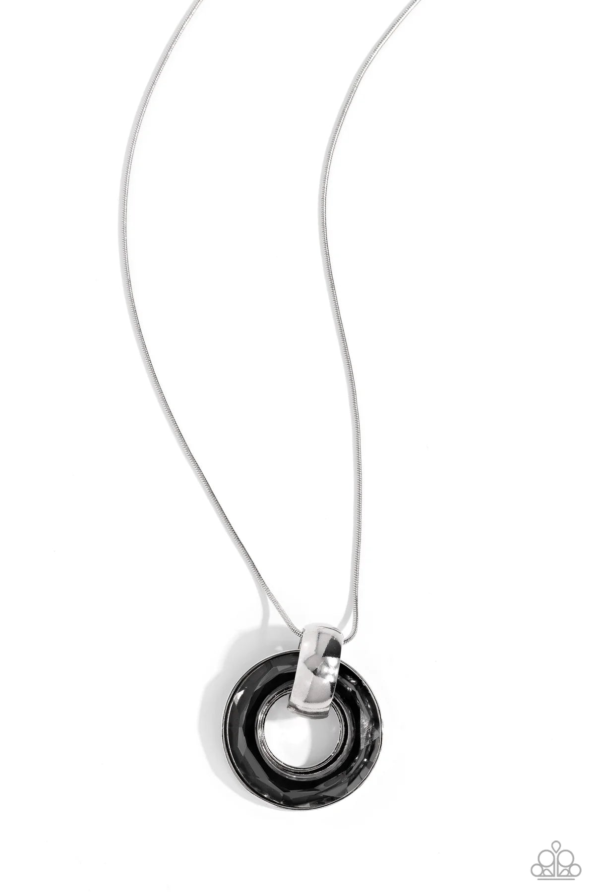 Timeless Triumph Silver Smoky Circle Gem Necklace Paparazzi N3332