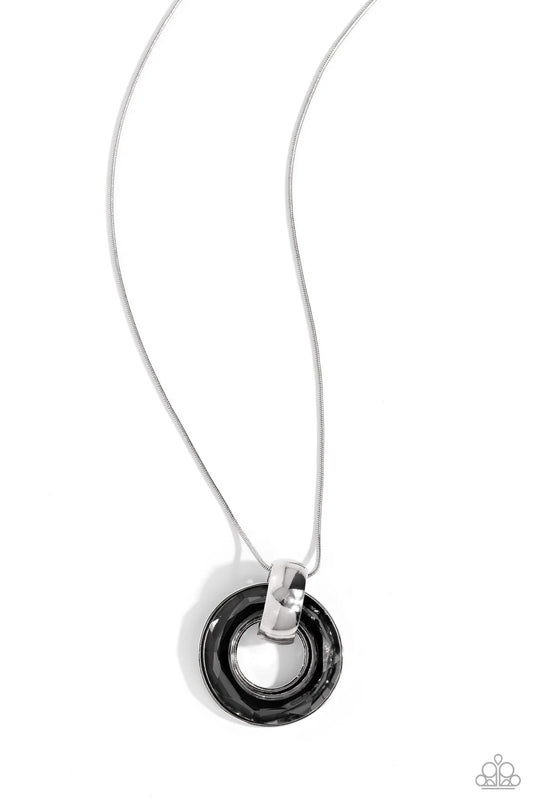 Timeless Triumph Silver Smoky Circle Gem Necklace Paparazzi N3332