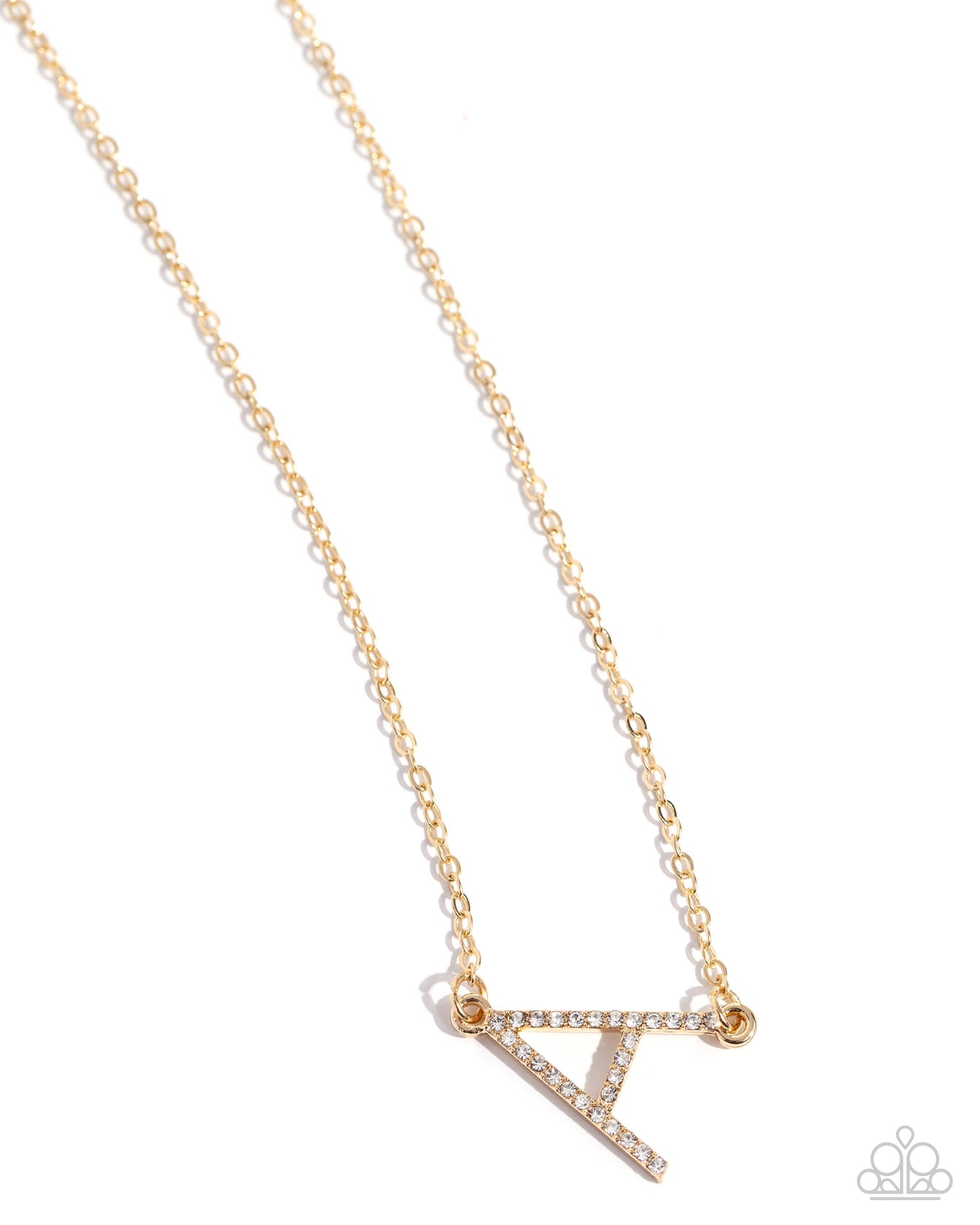 INITIALLY Yours - A - Gold Letter "A" & White Rhinestone Initial Necklace Paparazzi
