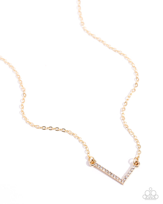 INITIALLY Yours - L - Gold Letter "L" & White Rhinestone Initial Necklace Paparazzi