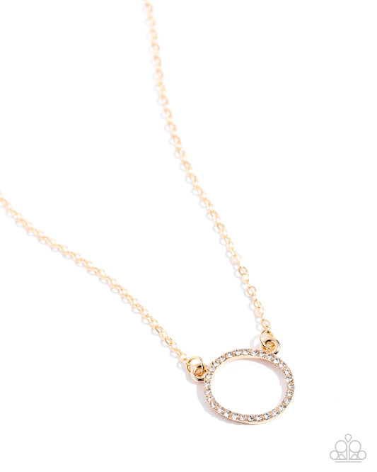 INITIALLY Yours - O - Gold Letter "O" & White Rhinestone Initial Necklace Paparazzi