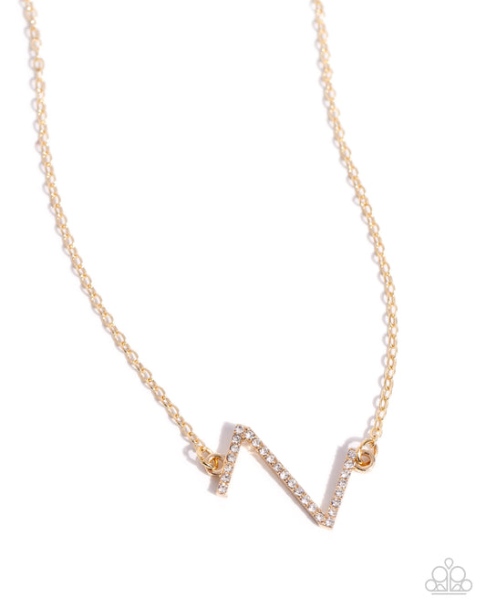 INITIALLY Yours - Z - Gold Letter "Z" & White Rhinestone Initial Necklace Paparazzi