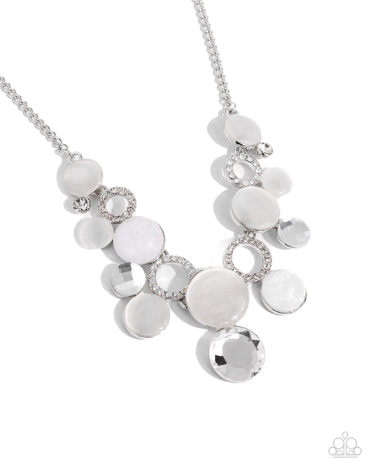 Corporate Color - White Cat's Eye Stone & Rhinestone Necklace Paparazzi N2724