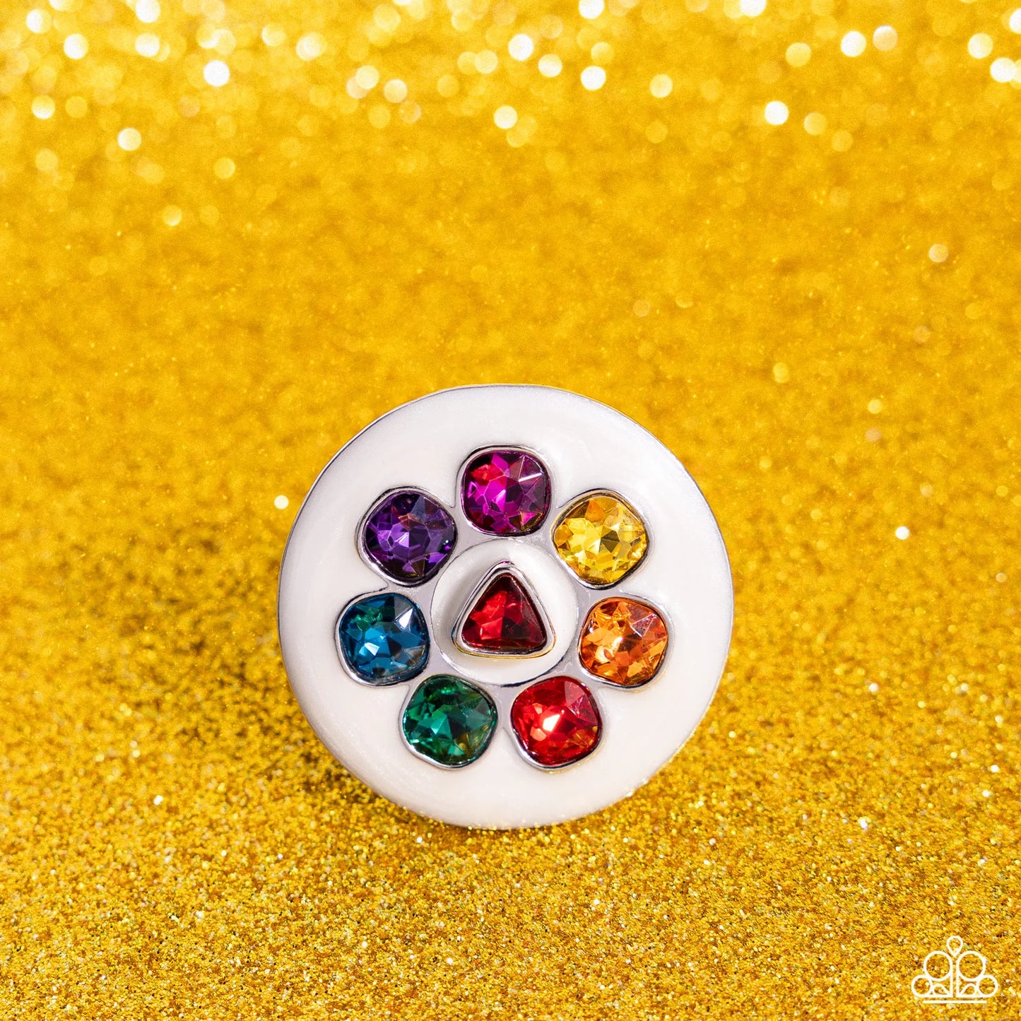 Captivating Centerpiece - Multi Colored Gem White & Silver Ring Life of the Party February 2024 R0653