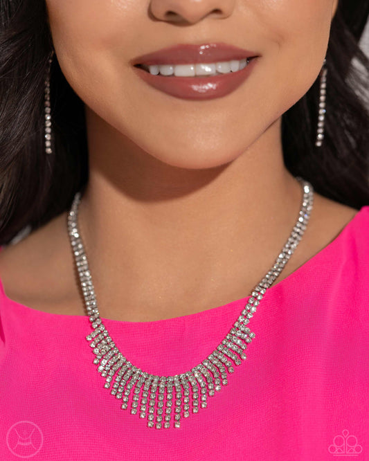 Daring Decadence - White Rhinestone Choker Necklace April 2024 Life Of The Party Paparazzi