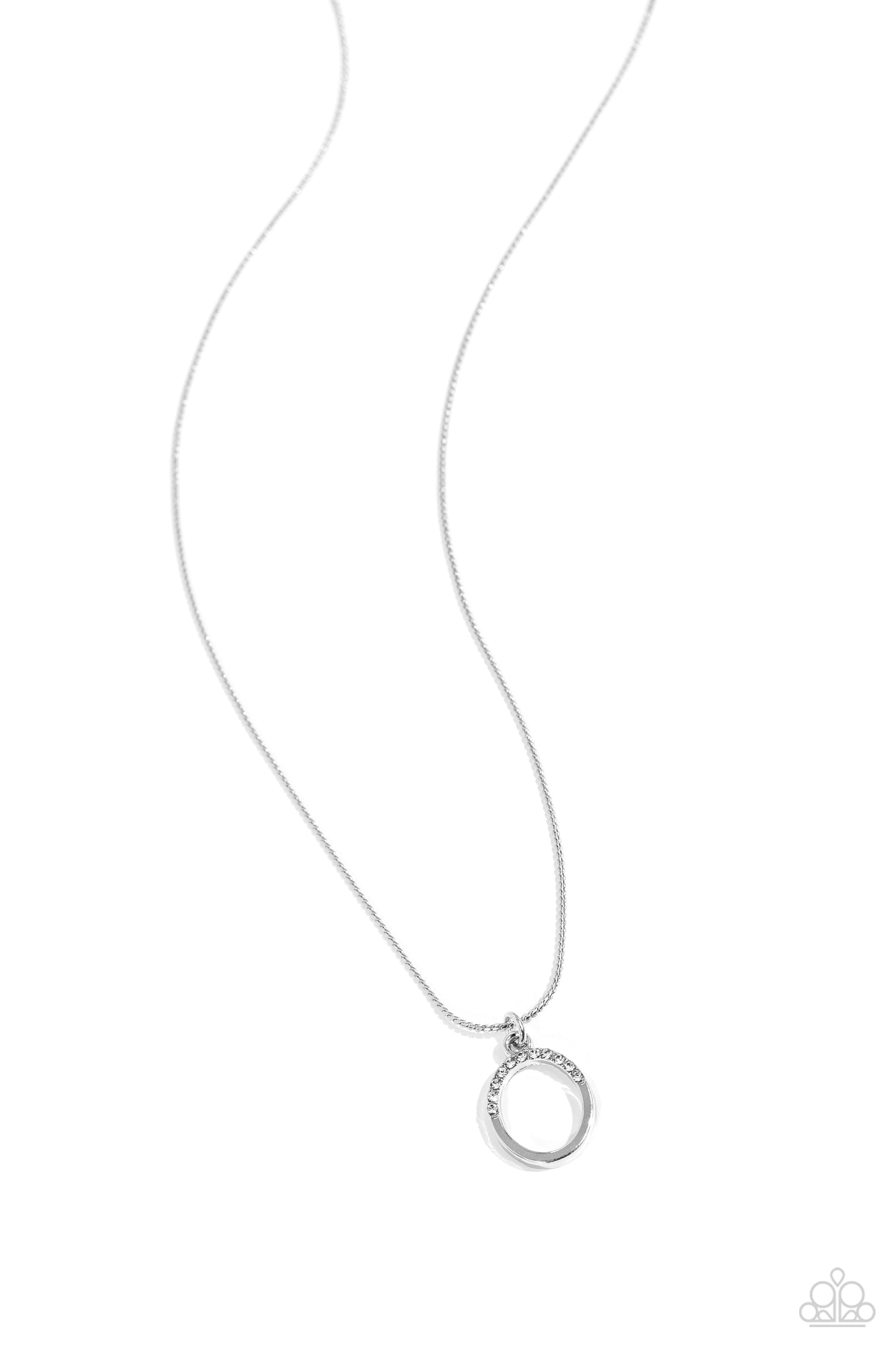 Letter of the Law - White - O White Rhinestone Initial Necklace Paparazzi N2679