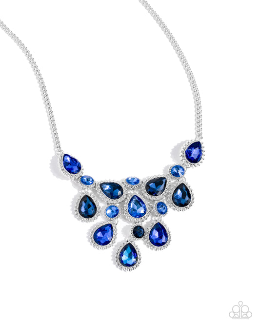 Dripping in Dazzle - Blue Teardrop, Marquise Gem Necklace Paparazzi N3078