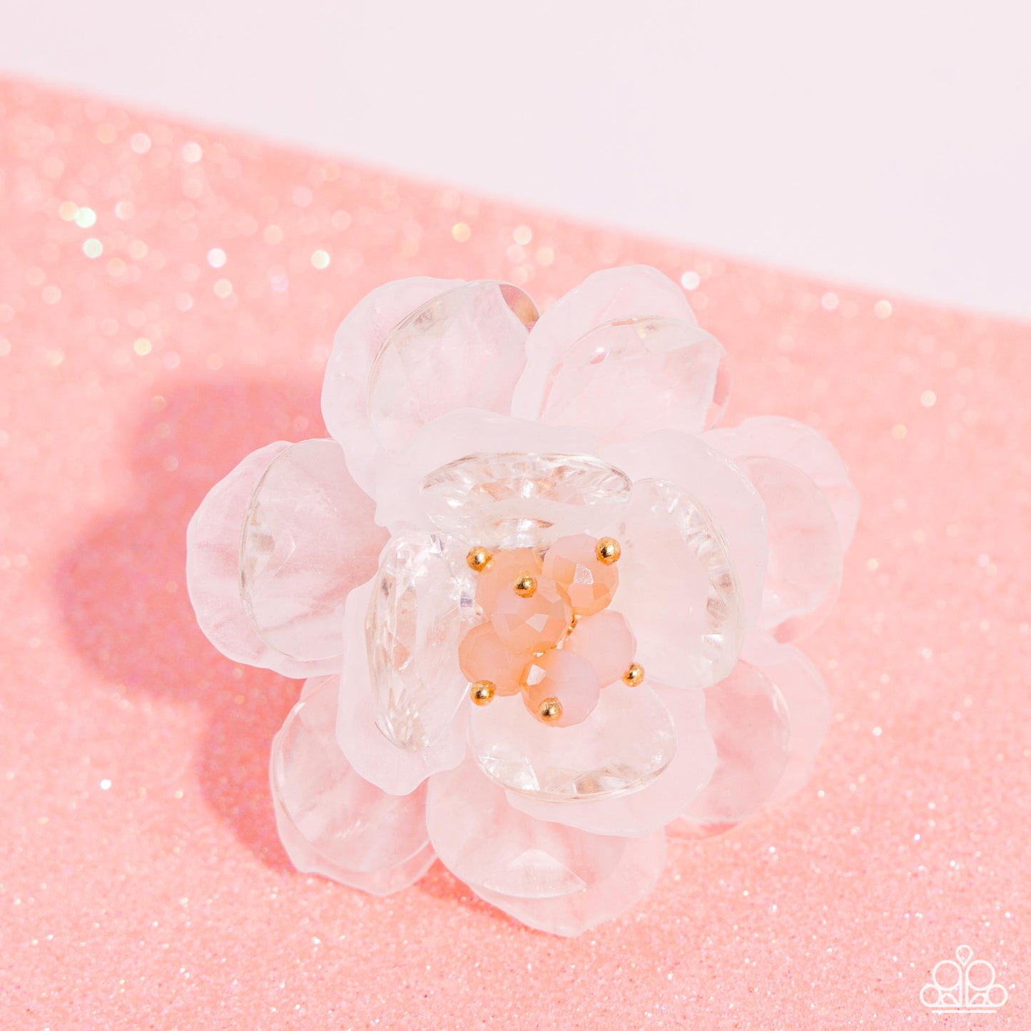 Petal Privilege - White Acrylic Flower July 2024 Life Of The Party Paparazzi R0850